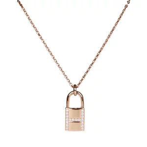 Hermès 18k Rose Gold Amulettes Cadenas Pendant Necklace